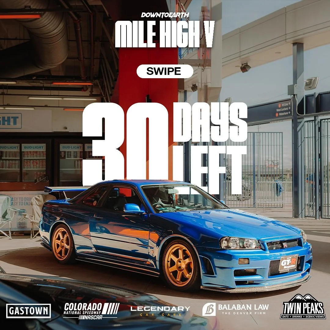 [30 DAYS LEFT &rarr; SWIPE] We are just ONE MONTH AWAY from the legendary Down To Earth #MileHighV auto show, powered by @gastowndenver ! We&rsquo;ve made some amazing new additions, and kept all of the things everyone loves. 

The event is located i