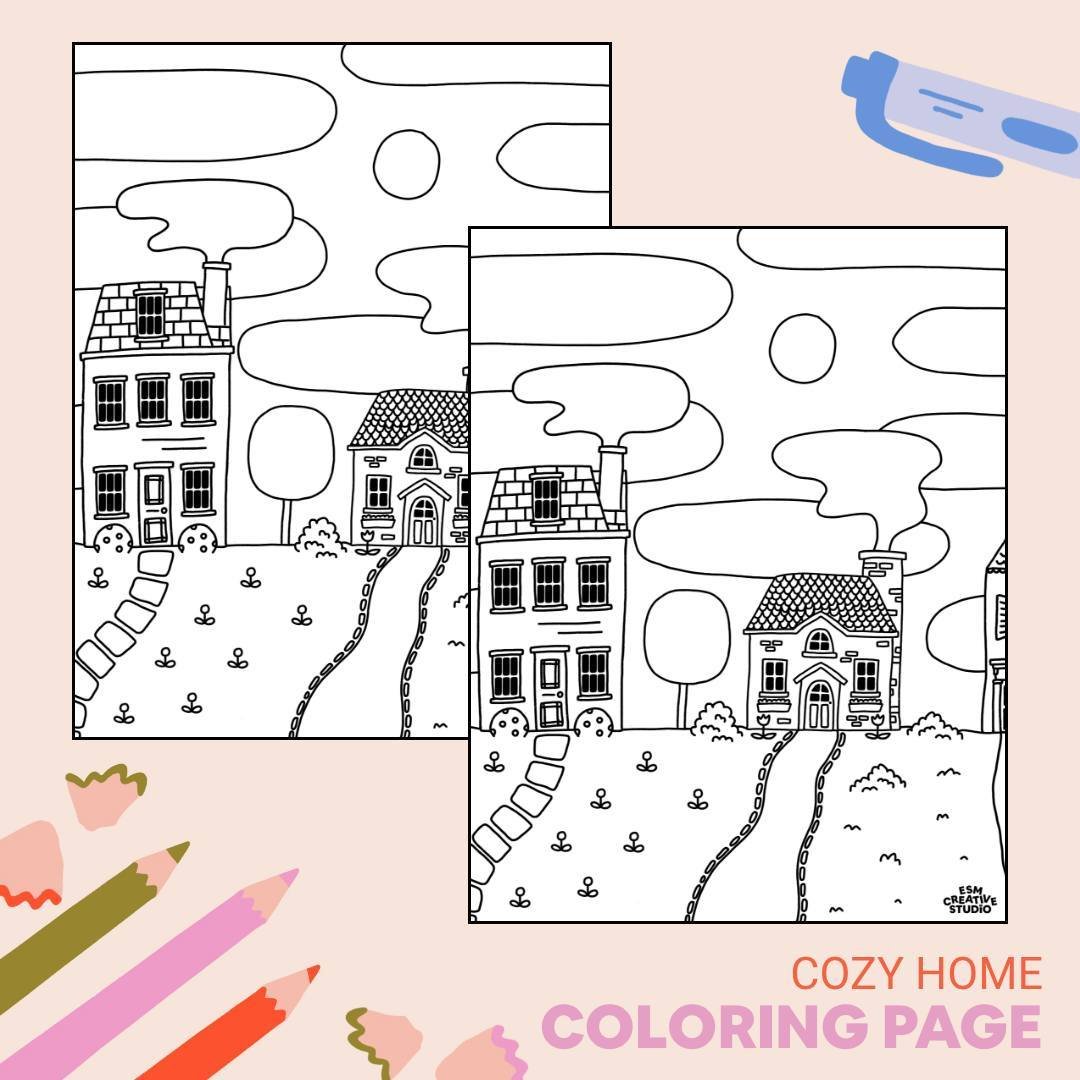 Introducing our latest offering to bring warmth and creativity into your life &ndash; the FREE Cozy Home Color Page! Elevate your relaxation and unwind with this charming coloring page. ✏️⁠
⁠
Upload for digital coloring or download for printing via t