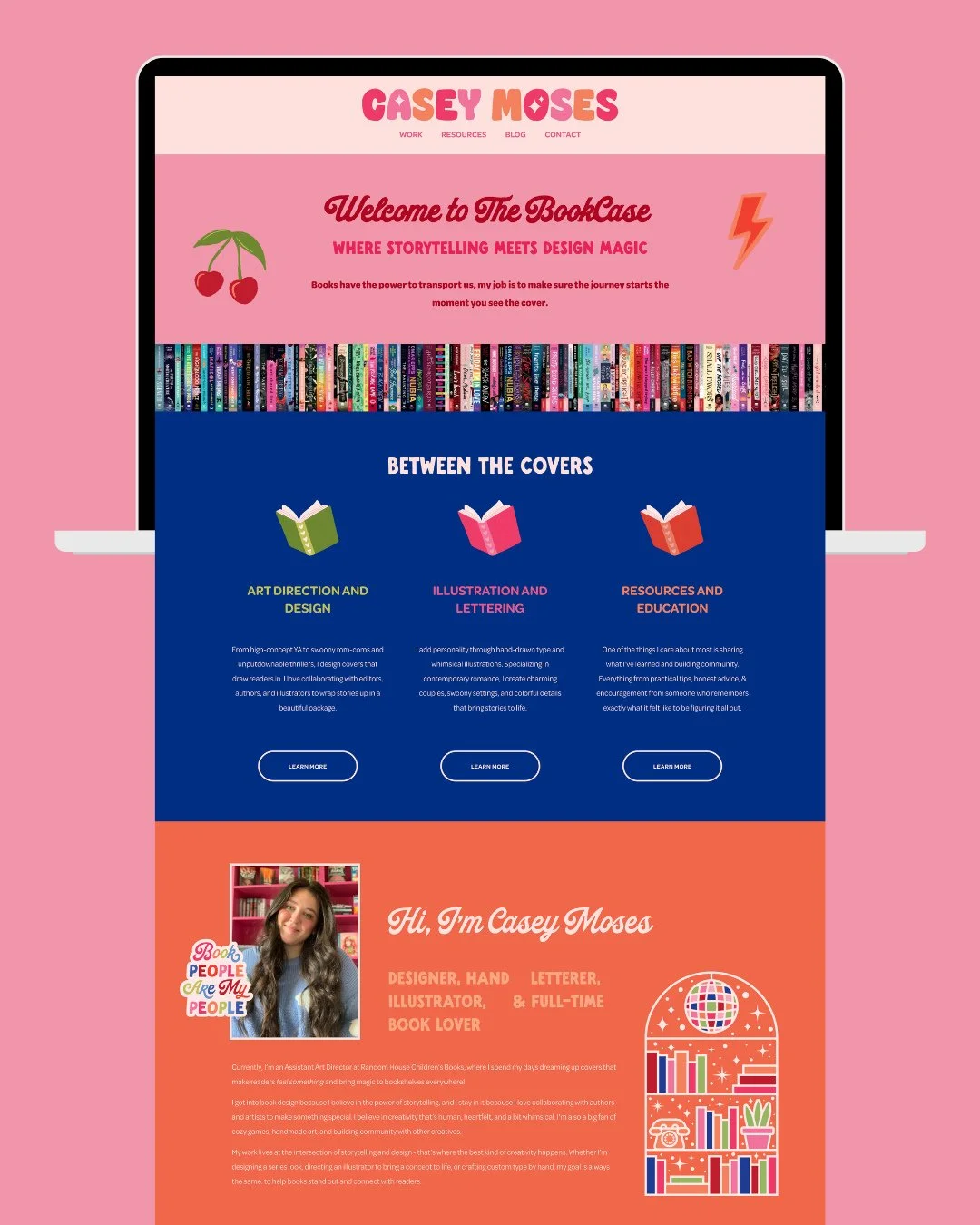 Fresh new website for @_thebookcase 📚⁠
⁠
Loving the colors and personality I was able to bring to this website! We really wanted to showcase Casey's amazing work with this bright &amp; fun design!⁠
⁠
#SquarespaceDesigner #WebDesignStudio #CustomSqua