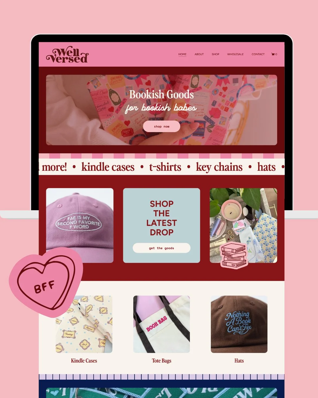 The cutest website ever for @wellversed_goods !!!⁠
⁠
Well Versed is made by babes who read, for babes who read! 💘⁠
⁠
The company was created to provide elevated goods for lifelong readers who have grown up but never outgrown their love of books.⁠
⁠

