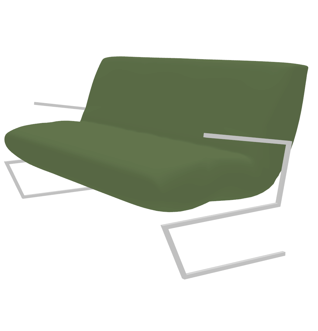 Green modern chair with metal frame
