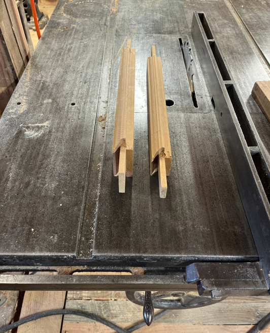 Haunched and relished tenons on sash rails. 
