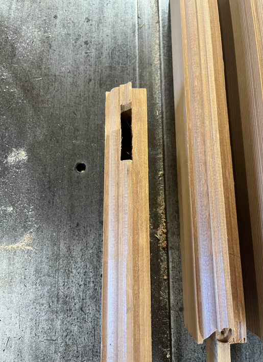 Sash mortise, setup test piece shown.