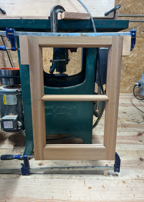 Sash clamped up for dry fit.