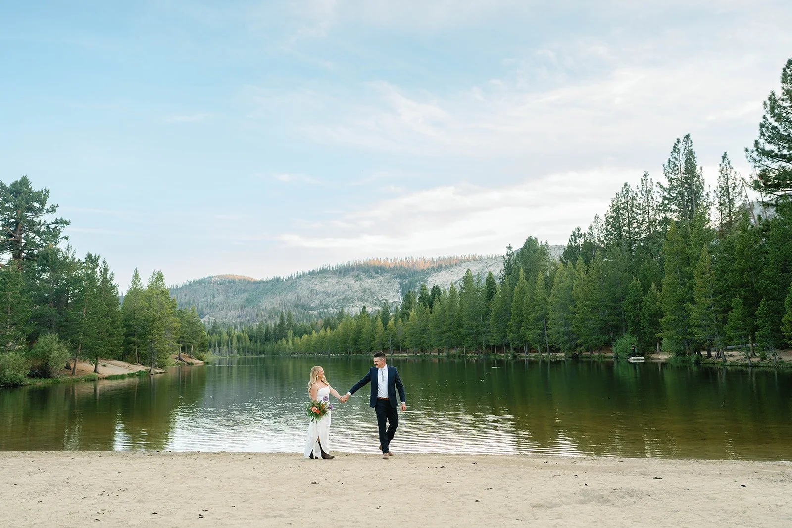 Bride and groom at their Tahoe Paradise Park elopement