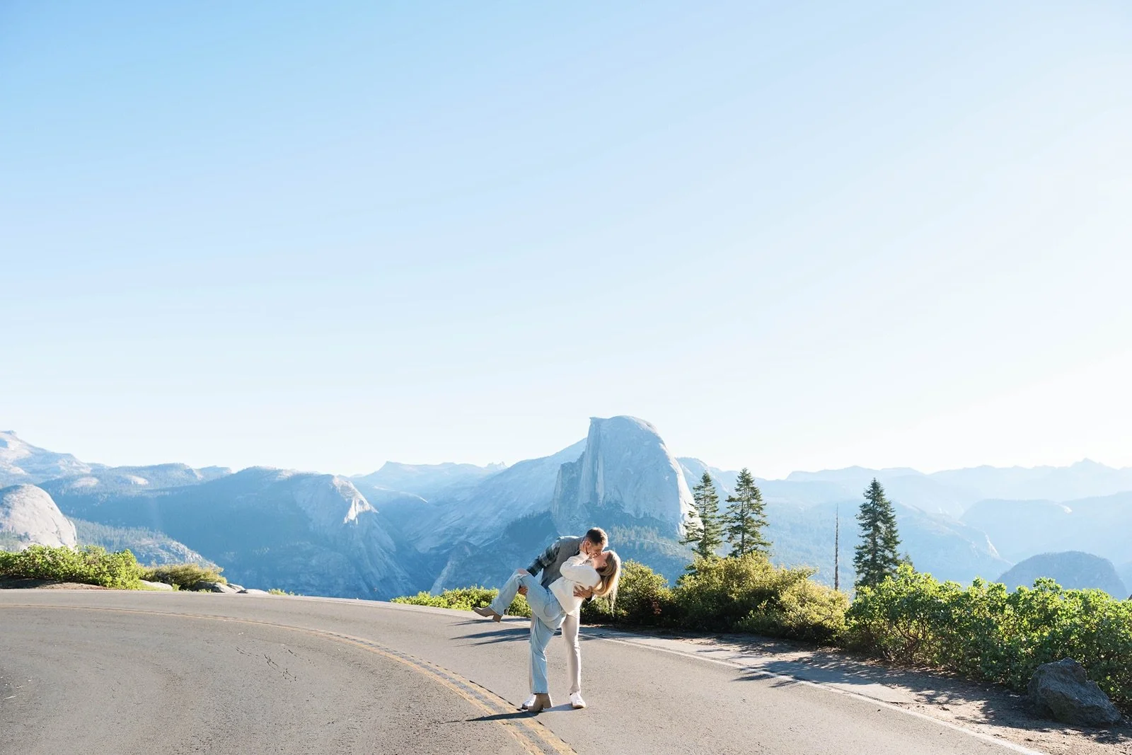 Dreamy Sunrise Yosemite Engagement Session | Glacier Point to El Cap Meadow