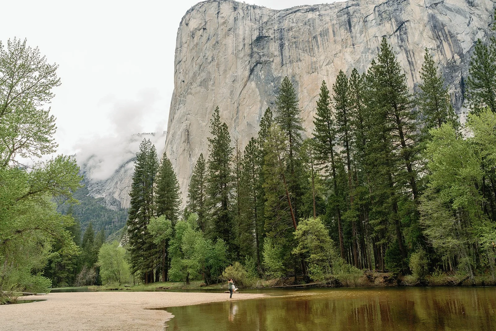 Rainy Yosemite Proposal and Cathedral Beach Engagement Photos