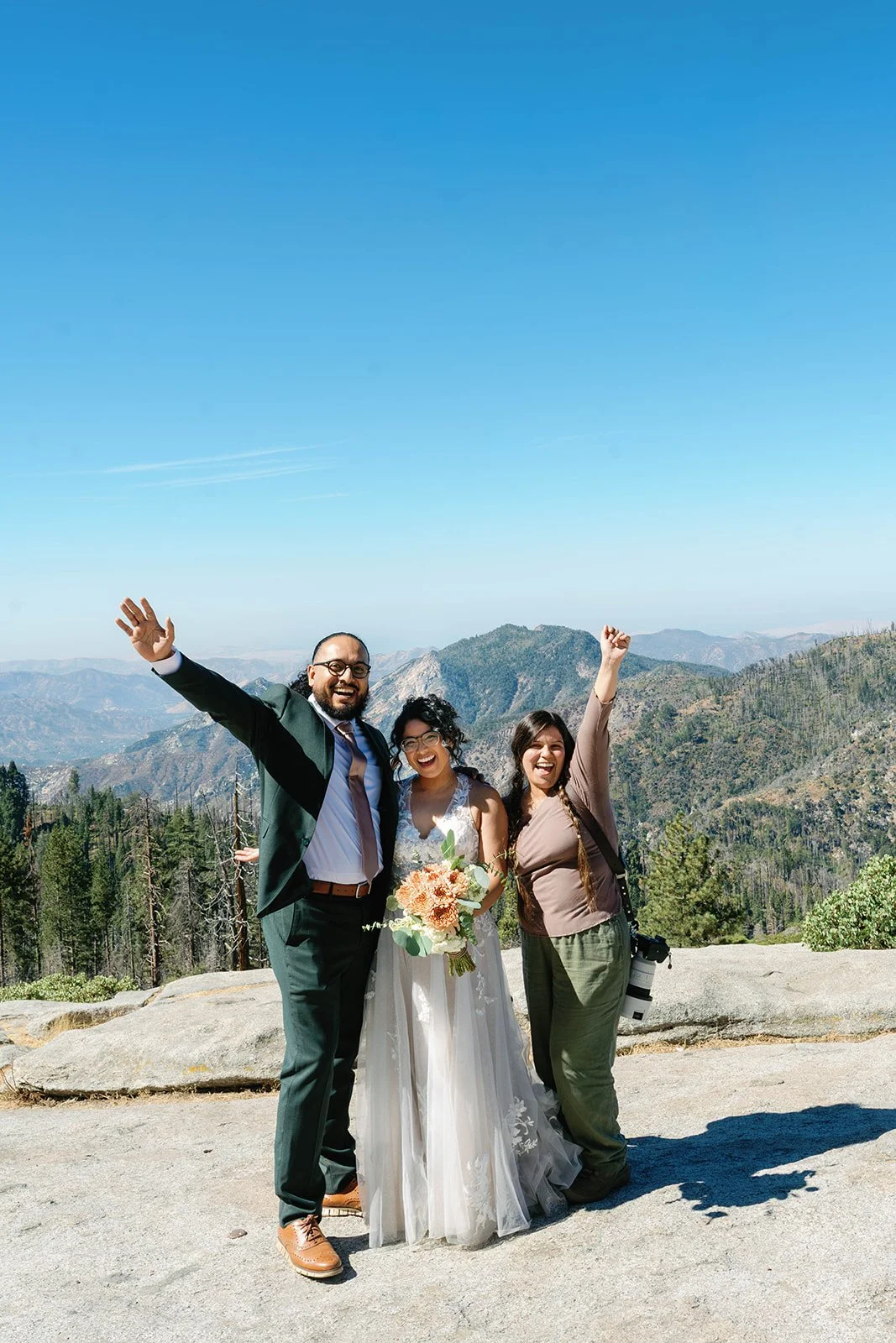 Bride and groom with their intimate sequoia elopement photographer