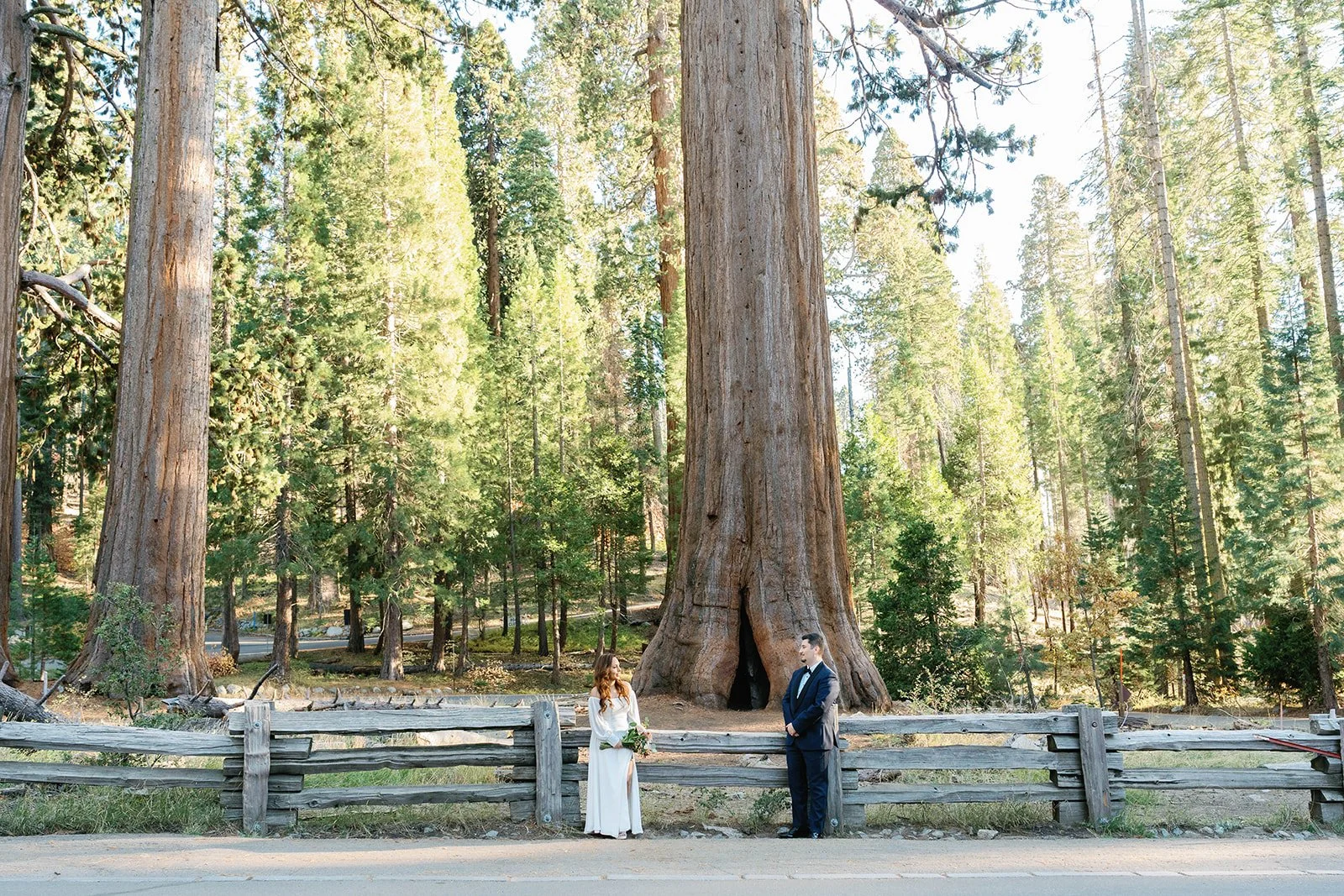 Couple poses for portraits at their adventure elopement