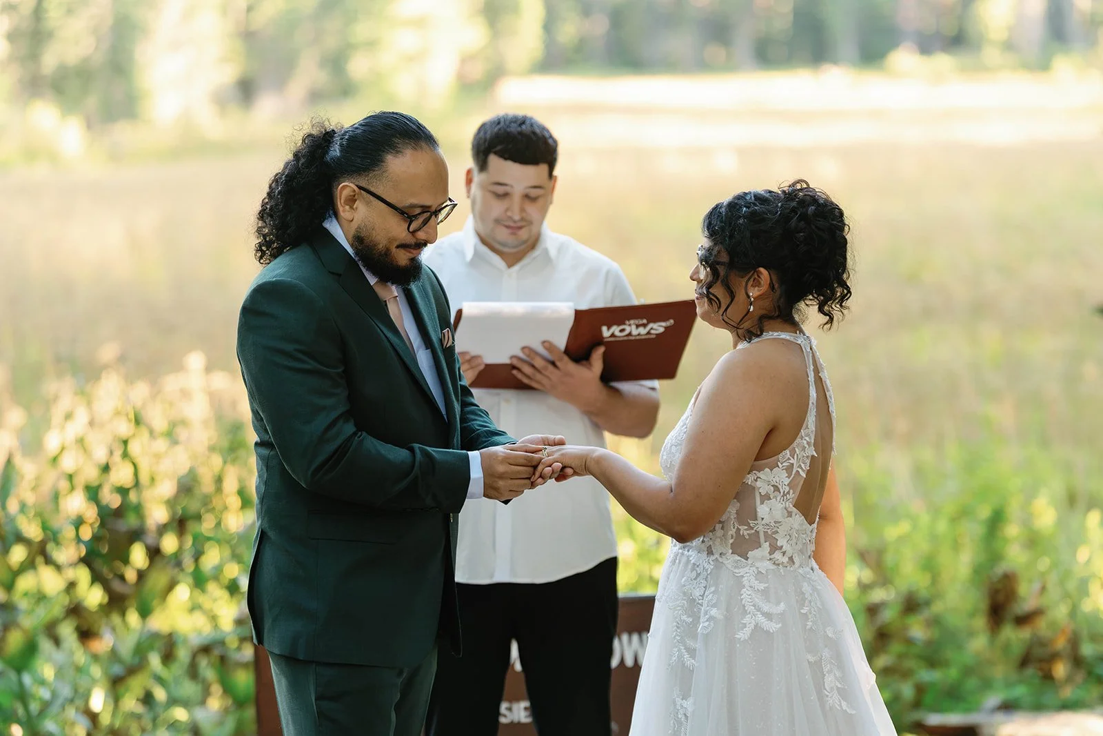 Bride and groom at their intimate Sequoia elopement