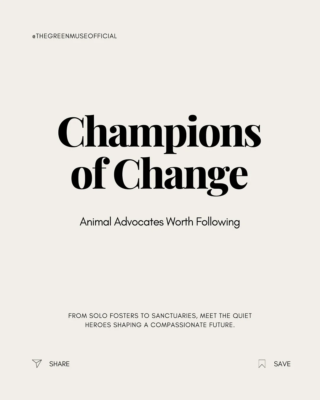 🐾 Champions of Change 🐾

From solo fosters to grassroots sanctuaries, meet the quiet heroes shaping a more compassionate future.

This month&rsquo;s Support Spotlight shines on the advocates and rescues working tirelessly to save lives&mdash;often 