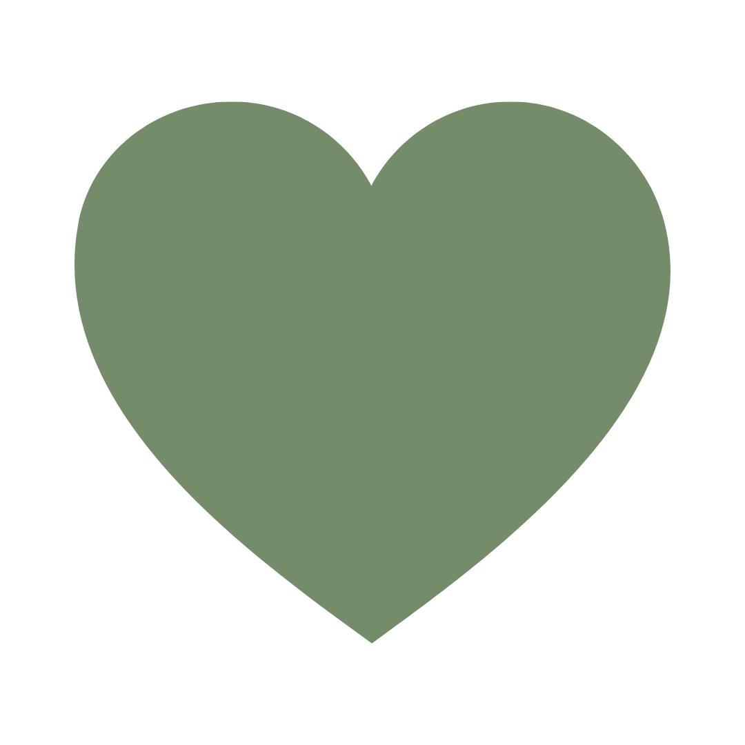 Solid green heart icon on a transparent background.