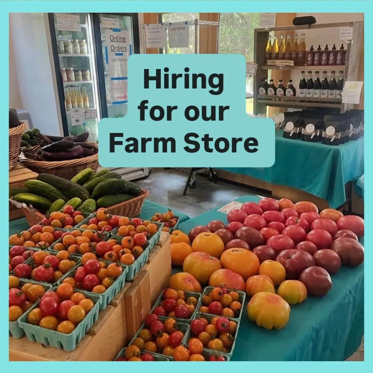 We are looking for someone to help us Saturday mornings at our Farm Store. 🥕🥒🍅🥬🫜

May-November every Saturday 8:30(ish)-12:30(ish). The job would mostly be setting up the store, checking out customers and restocking the produce, then cleaning up