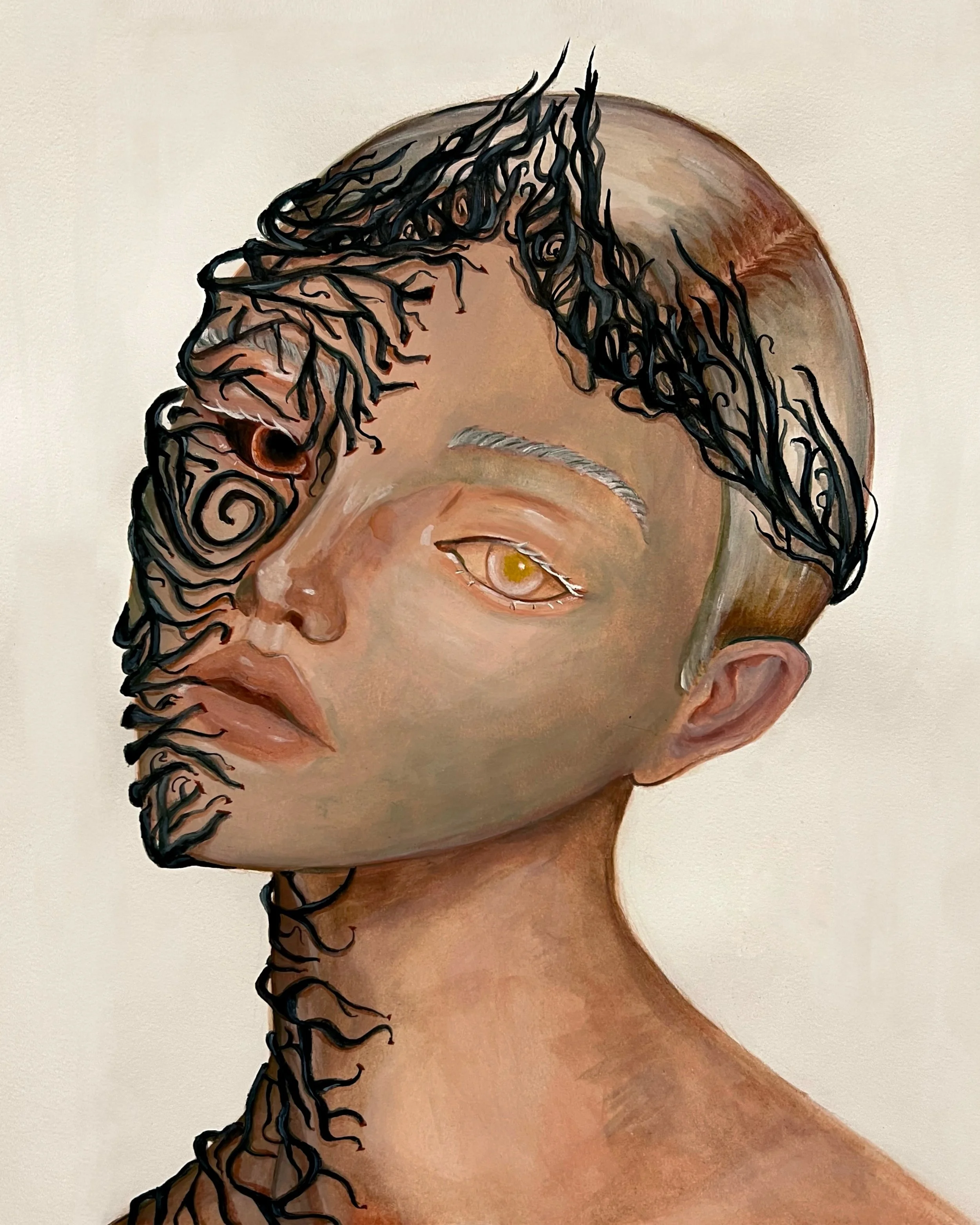 throned (2024) | gouache on paper