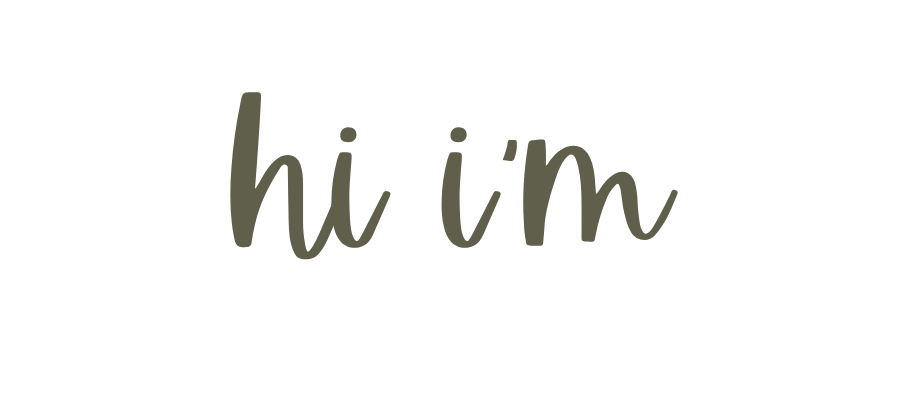 Text reading 'hi i'm' in large, dark gray script on a light background.