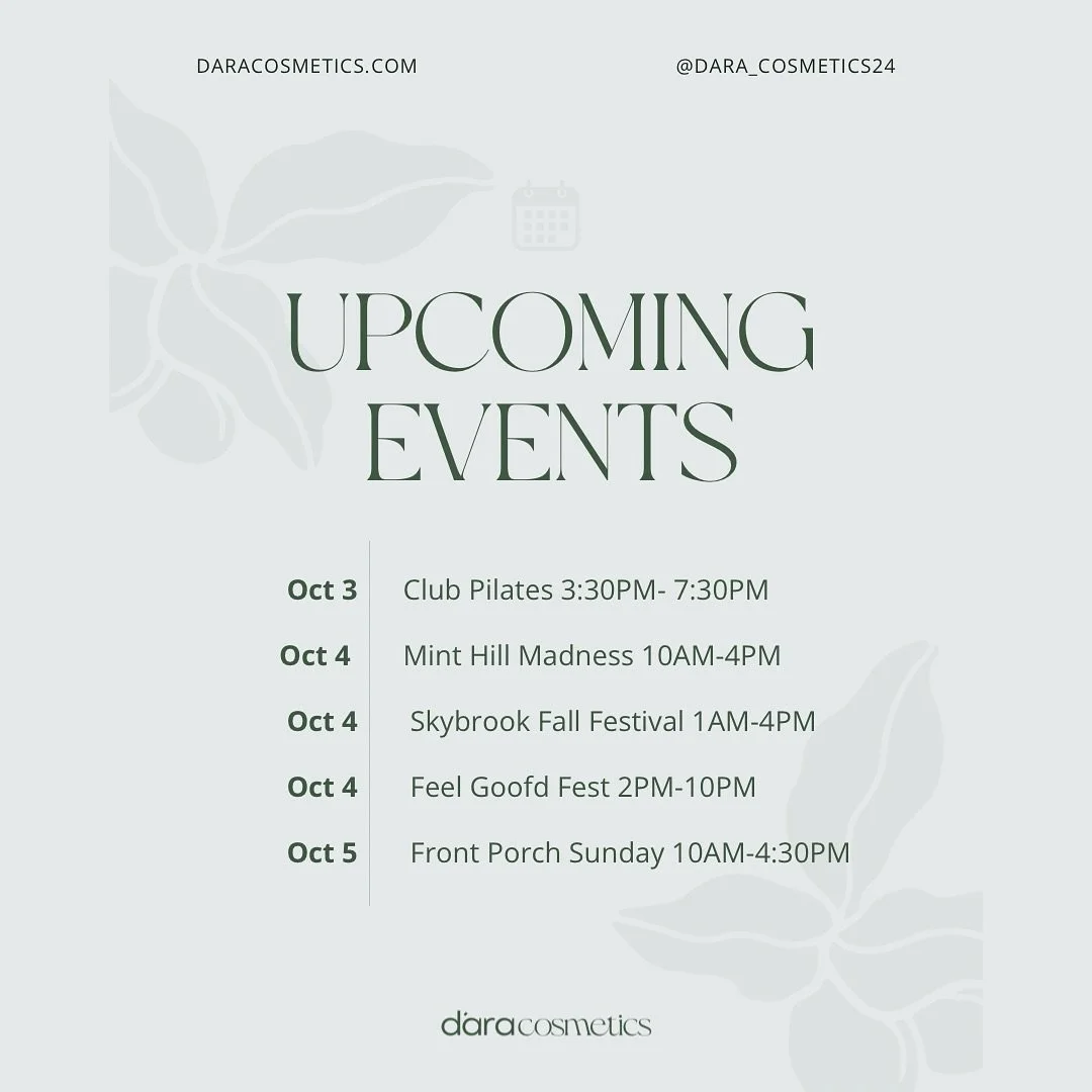 You asked, we listened! 💕 We&rsquo;re bringing D&rsquo;Ara Cosmetics to more cities this October! Check out our event schedule to see where we&rsquo;ll be popping up next, can&rsquo;t wait to meet you all and share your favorite body care must-haves