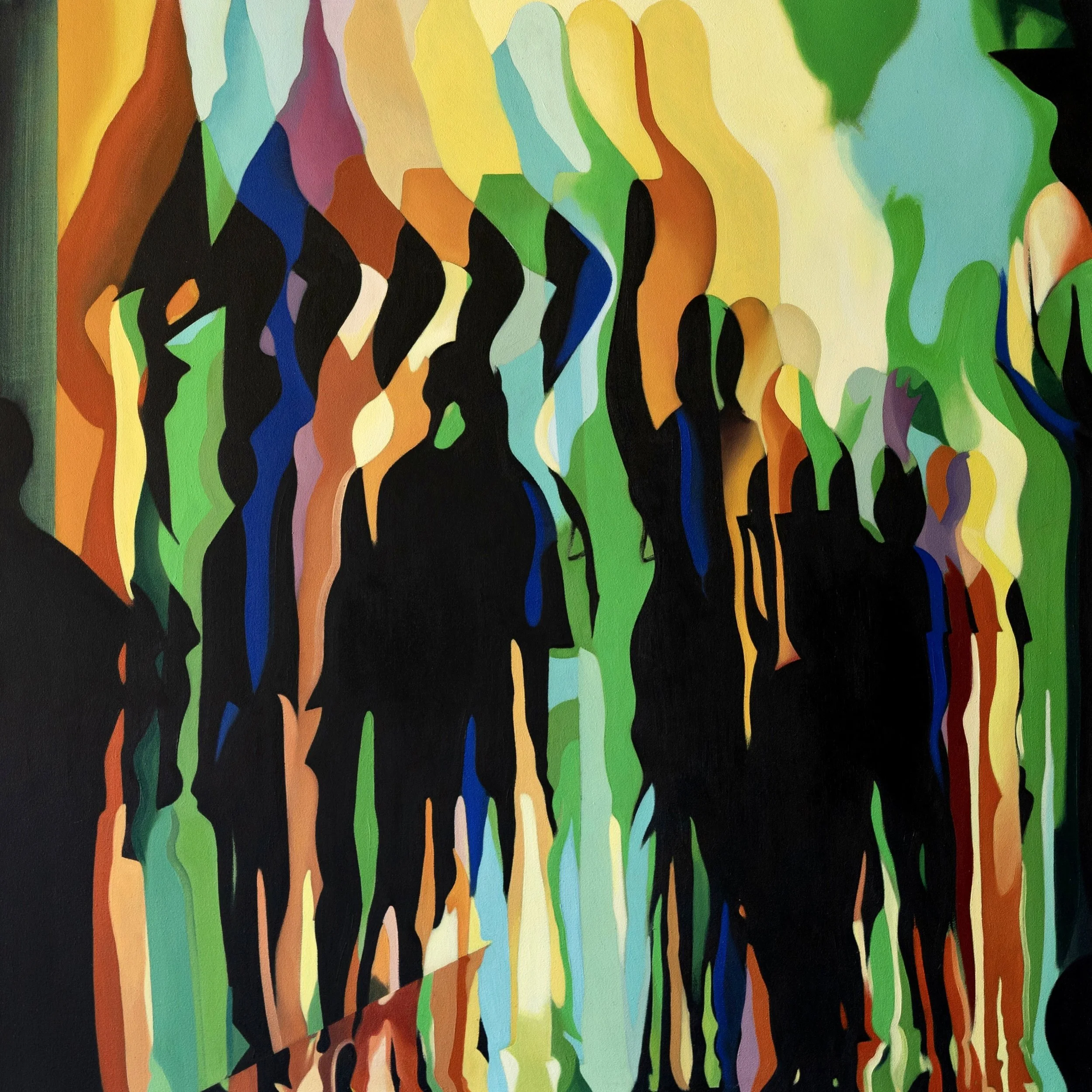 HELLO!.. FROM THE SHADOWS.  OIL ON CANVAS.  2024.  48 X 48" 