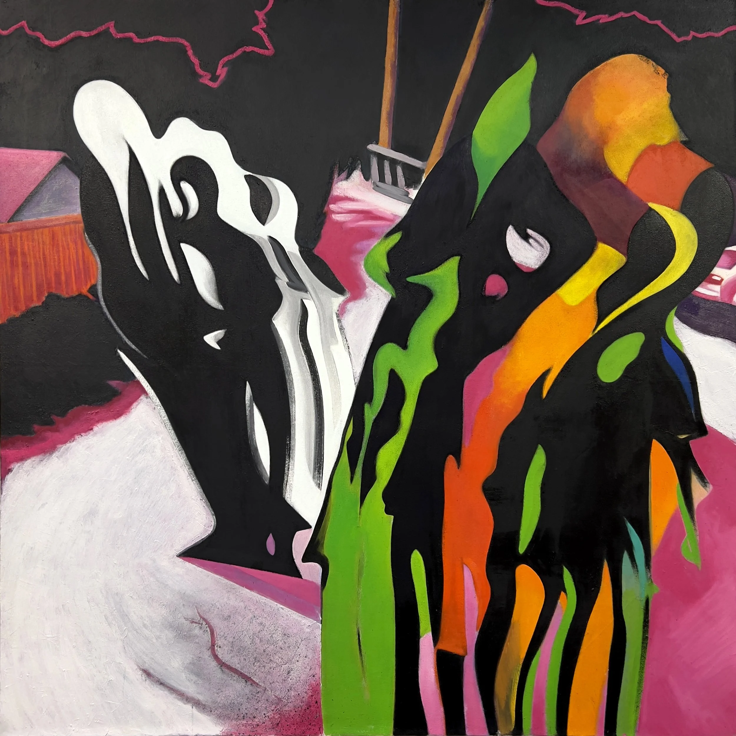 YOU TAKE THE SUN WITH YOU.  OIL ON CANVAS.  48 X 48"