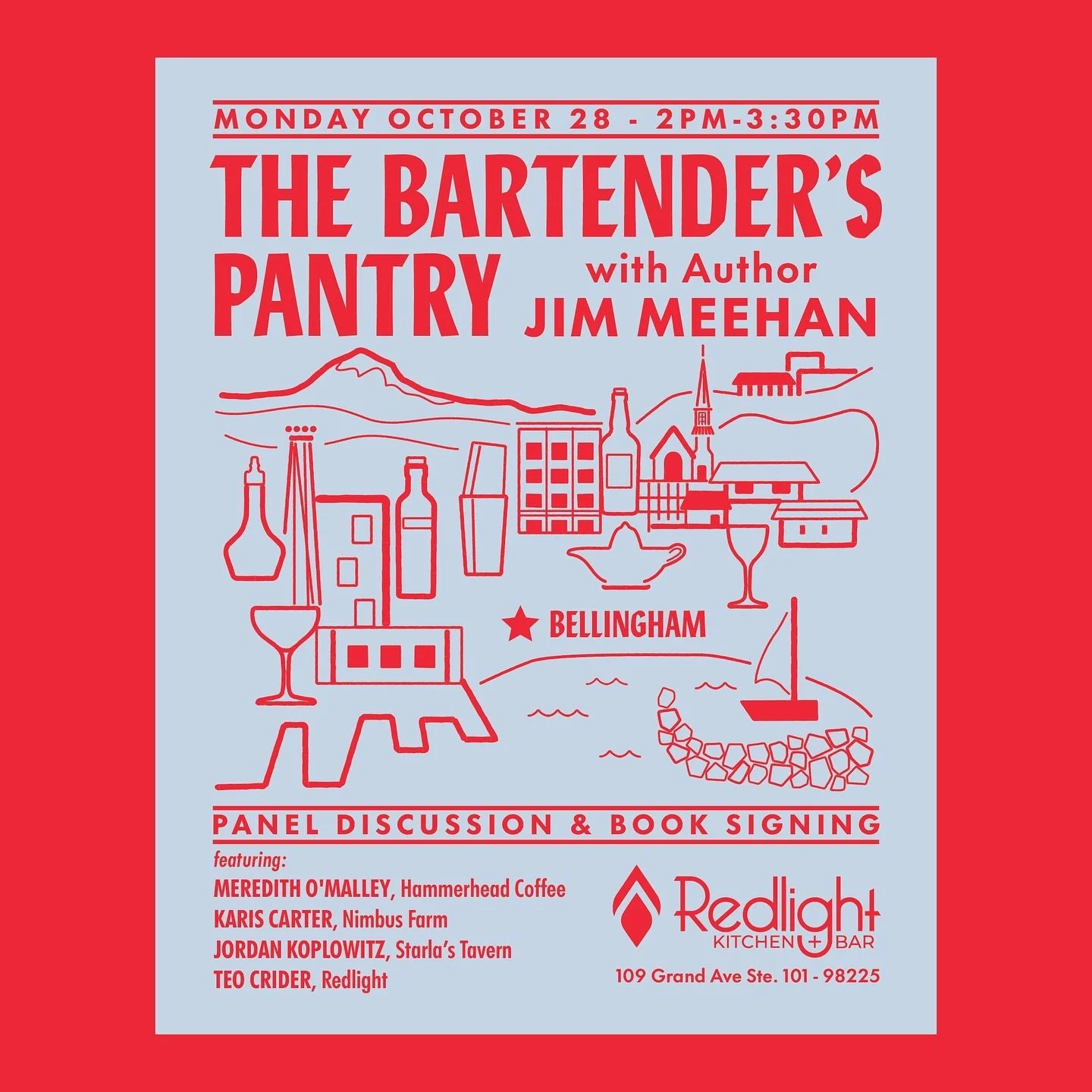 First of TWO events next week in Washington! 
&bull;
@mixography will be at @redlightbellingham on Monday 10/28 to discuss The Bartender&rsquo;s Pantry with Karis Carter of @nimbus_farm, Meredith O&rsquo;Malley of @hammerheadcoffee, and Jordan Koplow