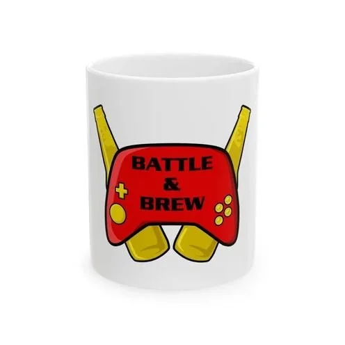 Battle &amp; Brew Ceramic Mug - Gaming Theme Coffee Cup (11oz, 15oz) $7.68
