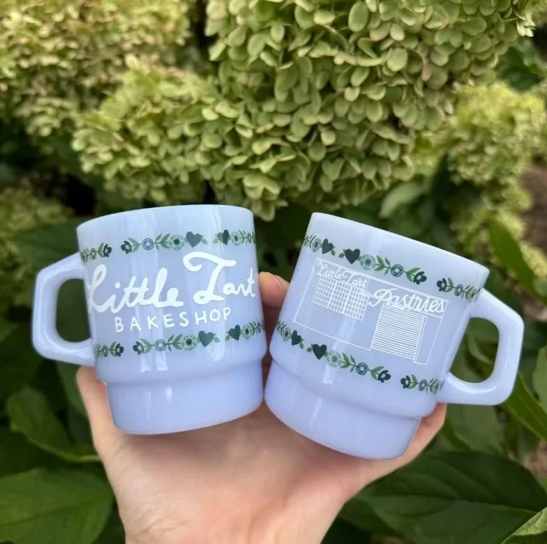 Little Tart Blue Milk Glass Mug $25