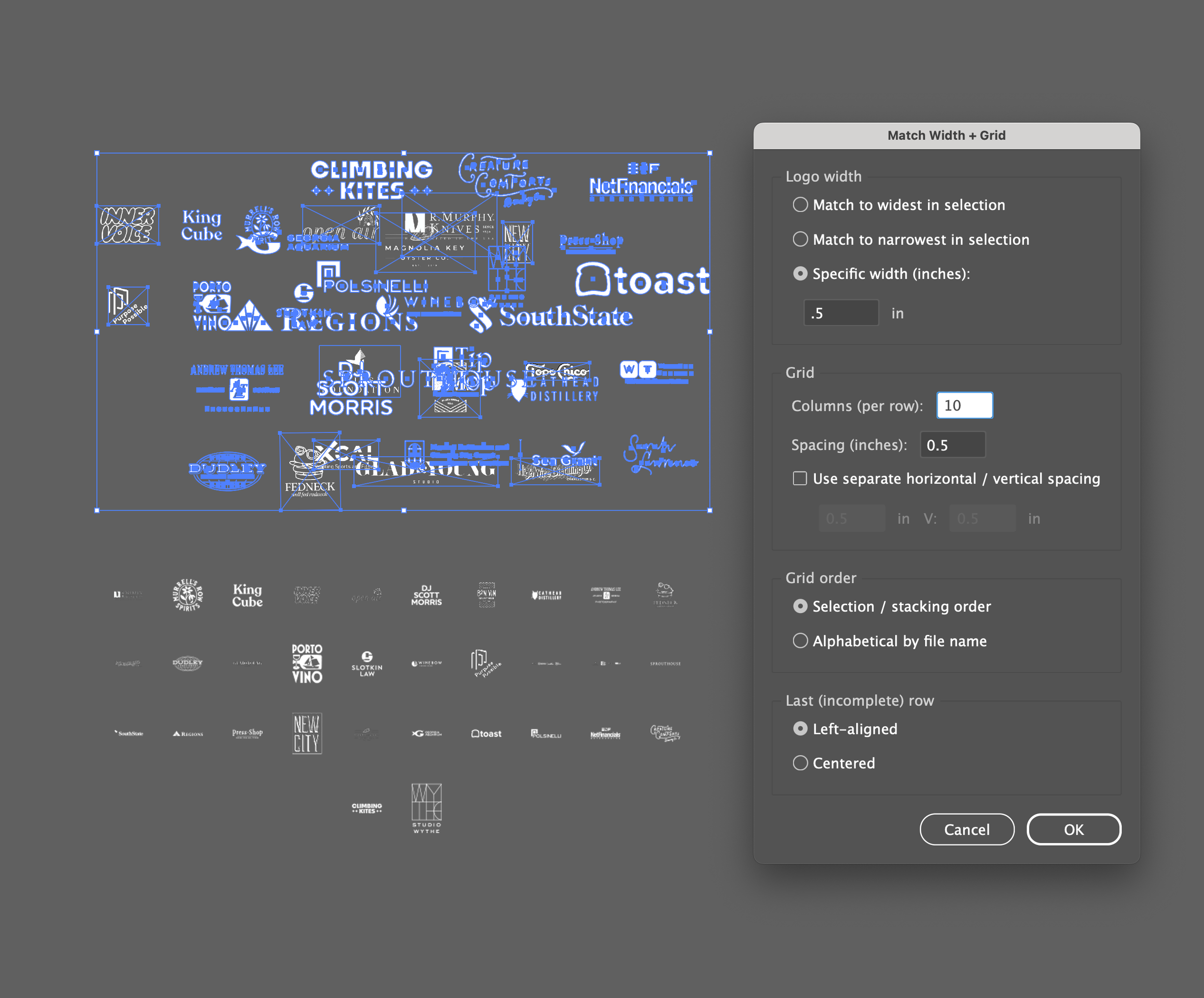 A before and after of organized logos