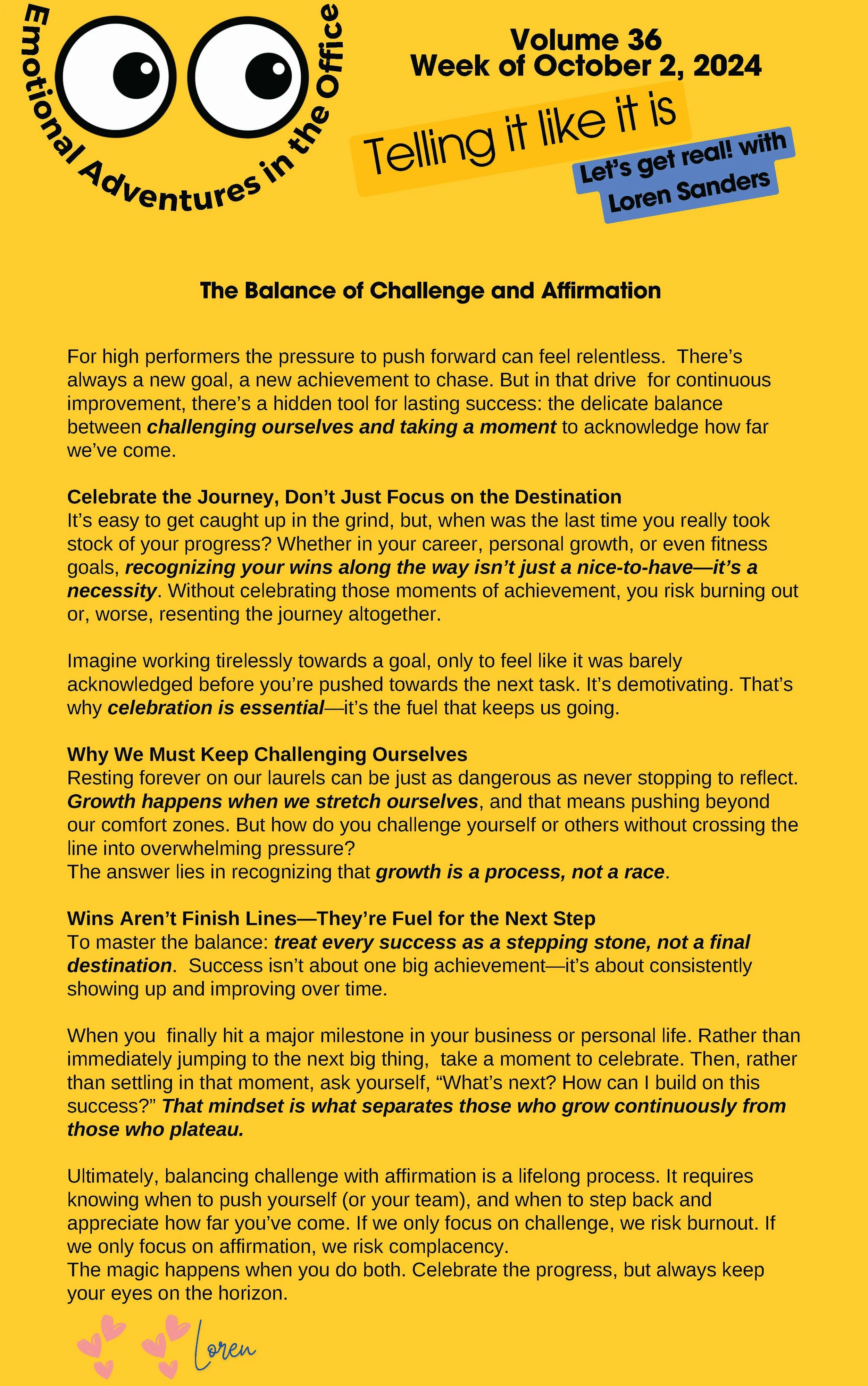 Vol 36: The Balance of Challenge and Affirmation&nbsp;