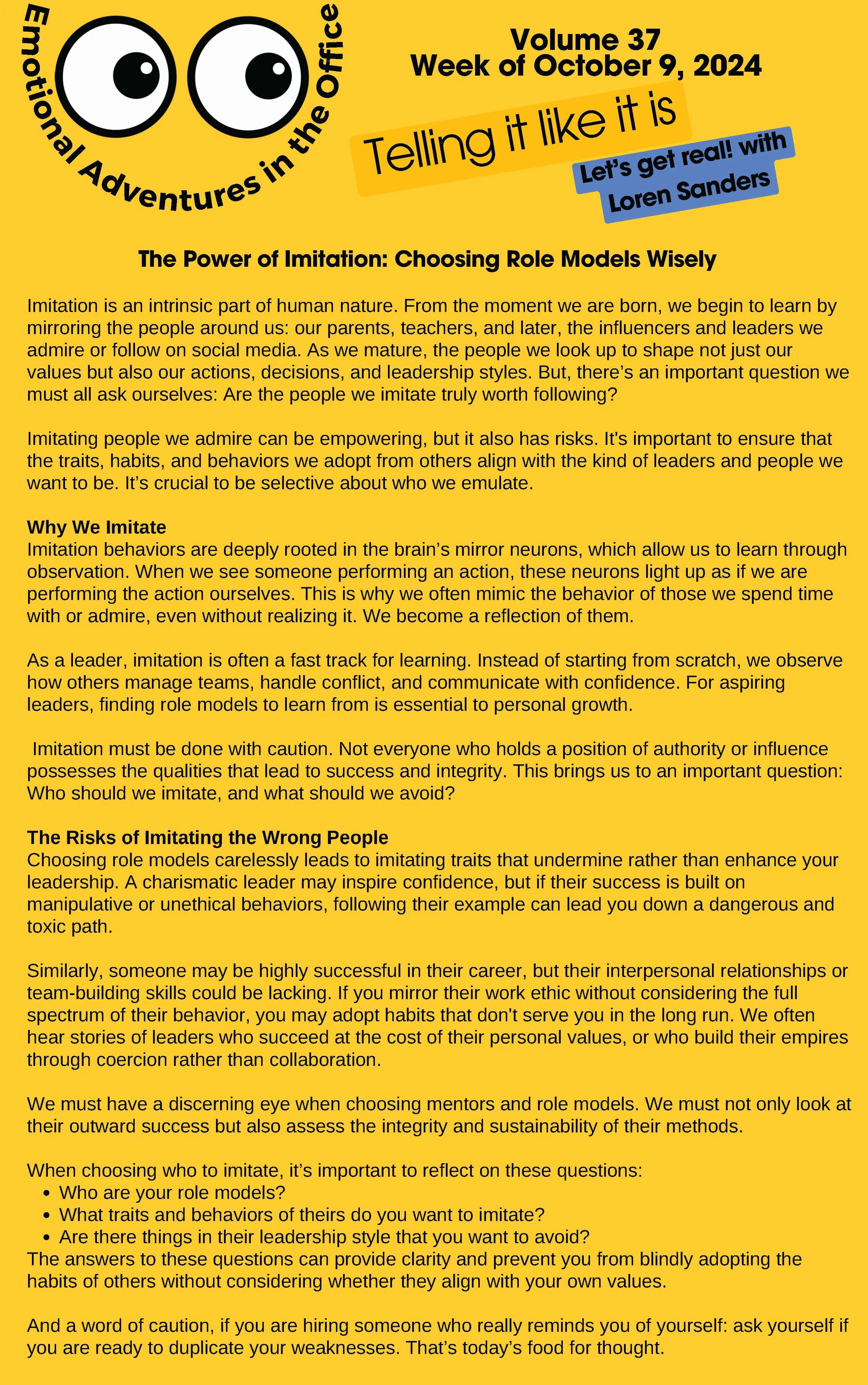 &nbsp;Vol 37: The Power of Imitation: Choosing Role Models Wisely&nbsp;