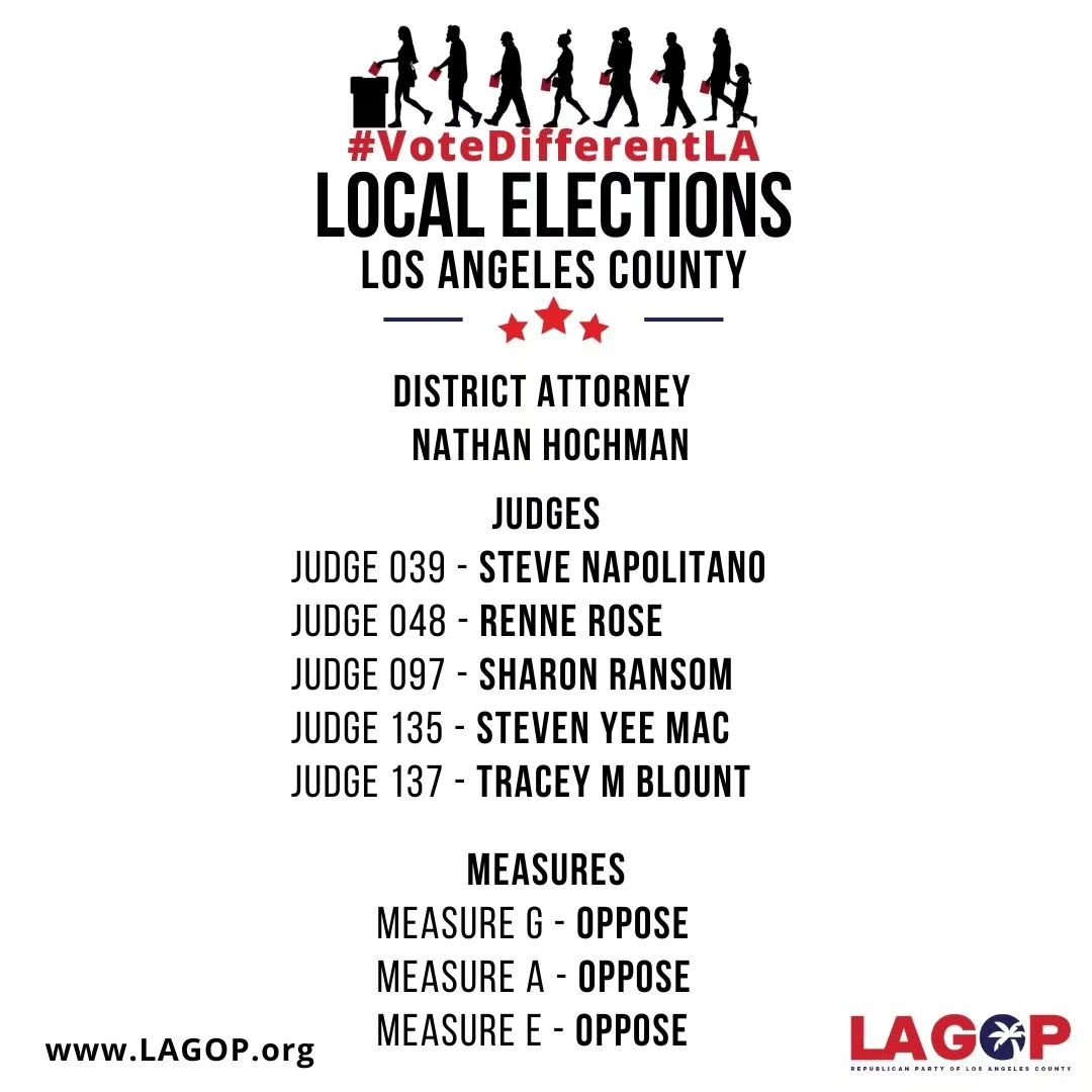LAGOP Voter Guide for 2024 General Election -&gt; LA County Candidates and Measures
#VoteDifferentLA