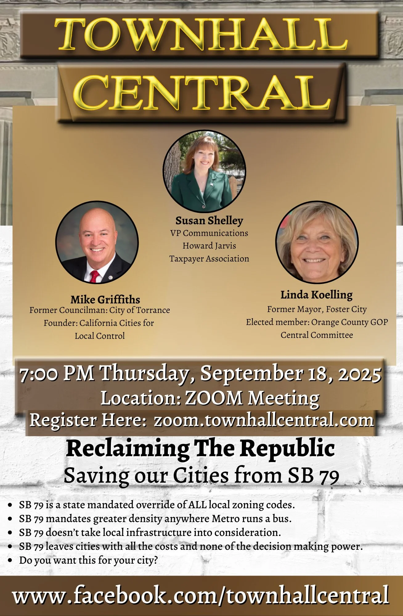 Townhall Central ZOOM MTG - Saving Our Cities From SB79
