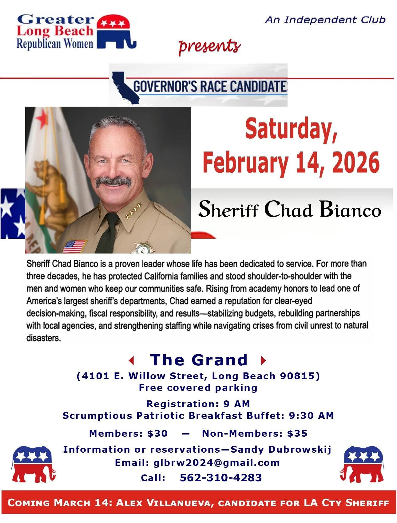 Greater Long Beach Republican Women-Speaker, Sheriff Chad Bianco