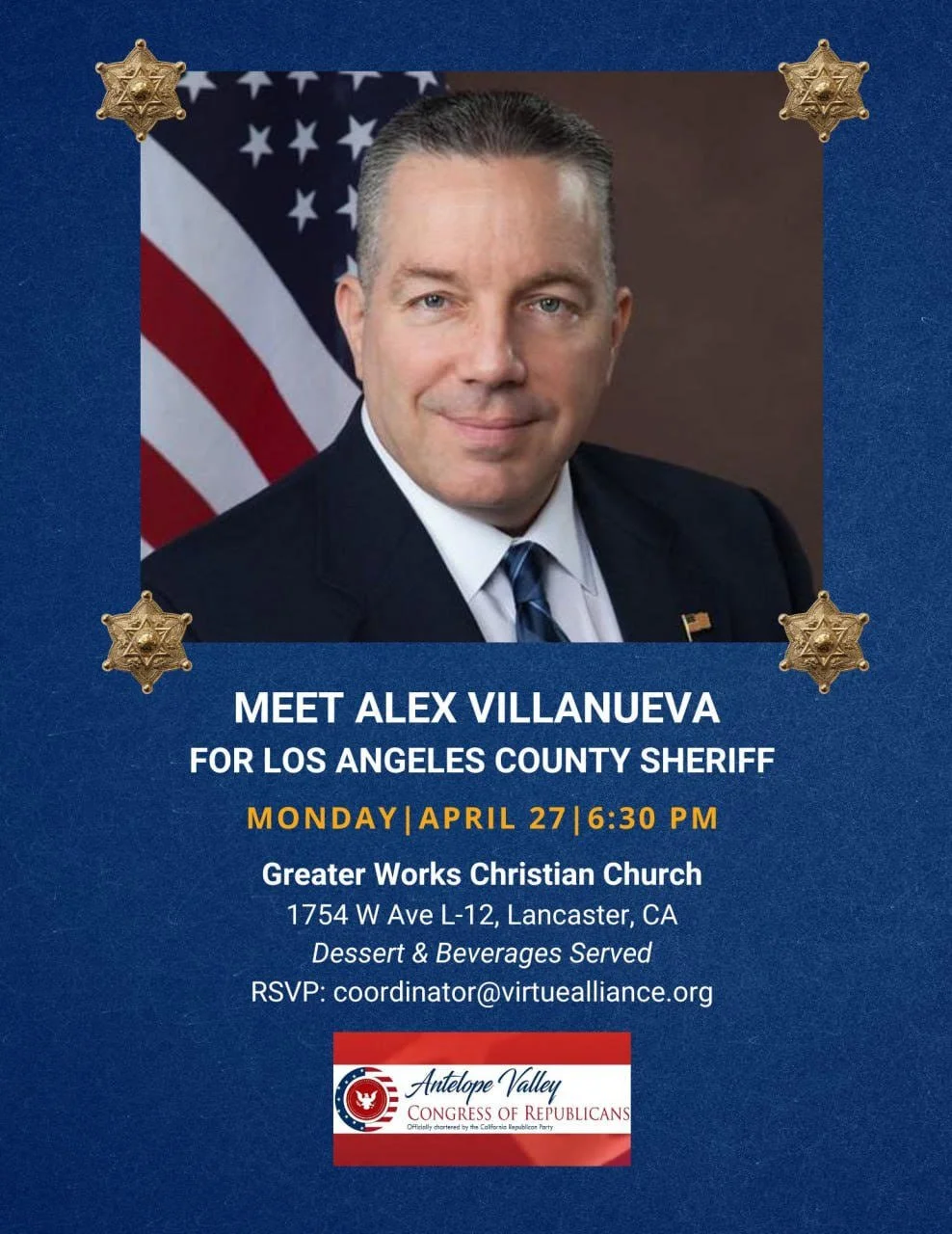 SFV Congress of Republicans -Meet Alex Villanueva, Candidate for LA County Sheriff