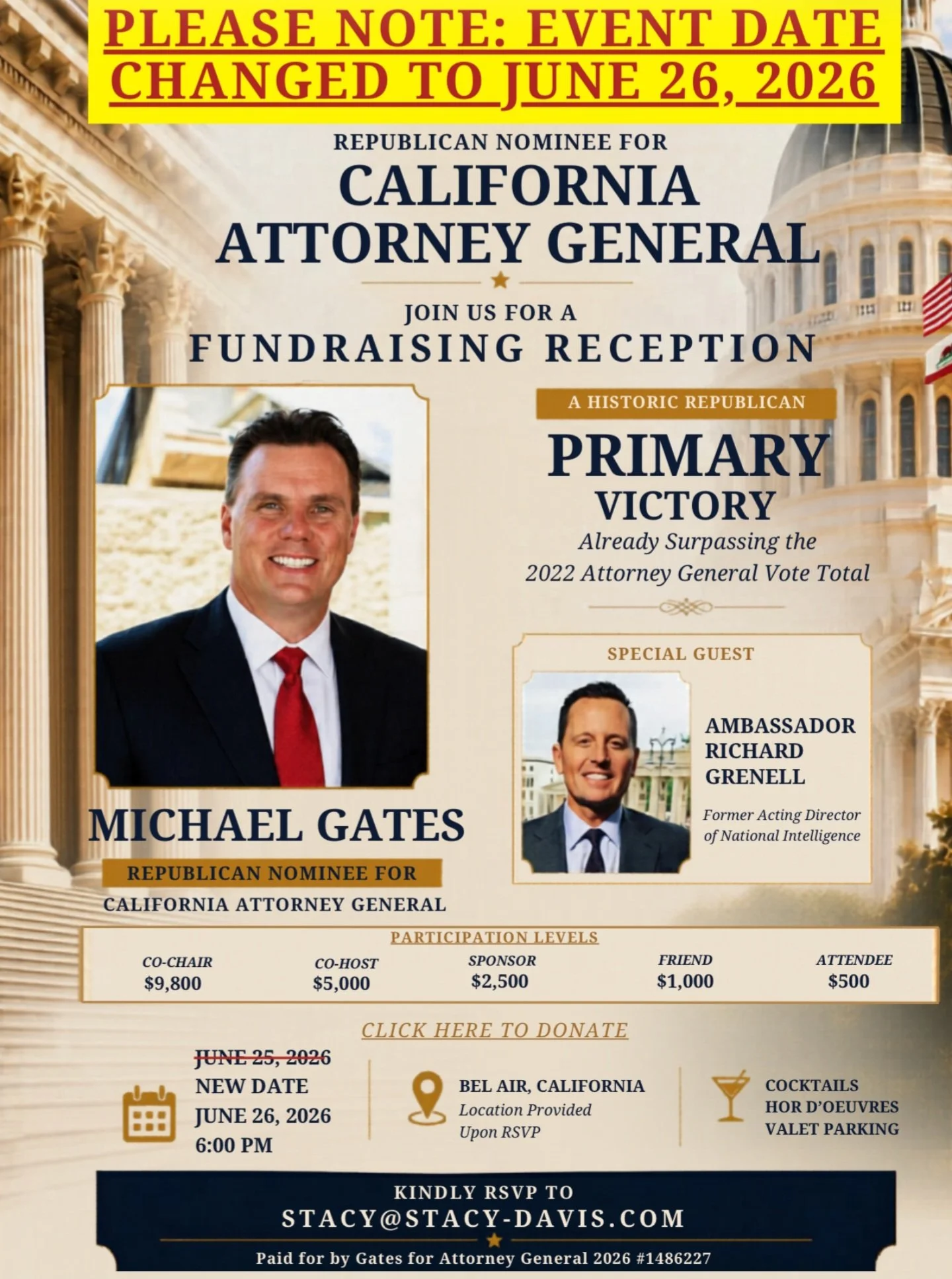 Michael E. Gates for California Attorney General Fundraiser