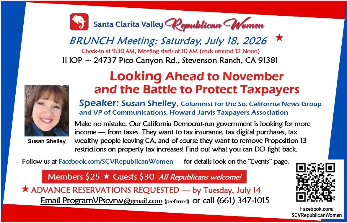 SCV Republican Women Brunch Meeting w/Susan Shelley