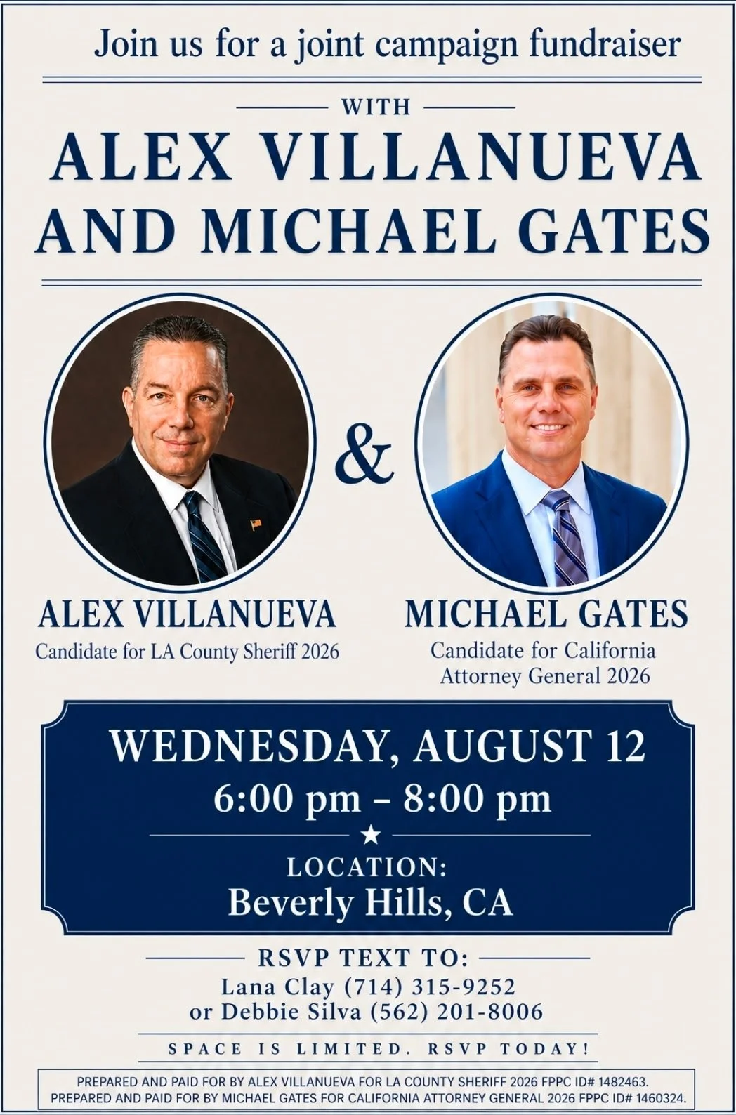 Campaign Fundraiser Alex Villanueva and Michael Gates