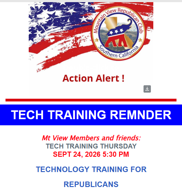 ACTION ALERT: TECH TRAINING REMINDER SEPT 24, 2026 5:30 PM ZOOM