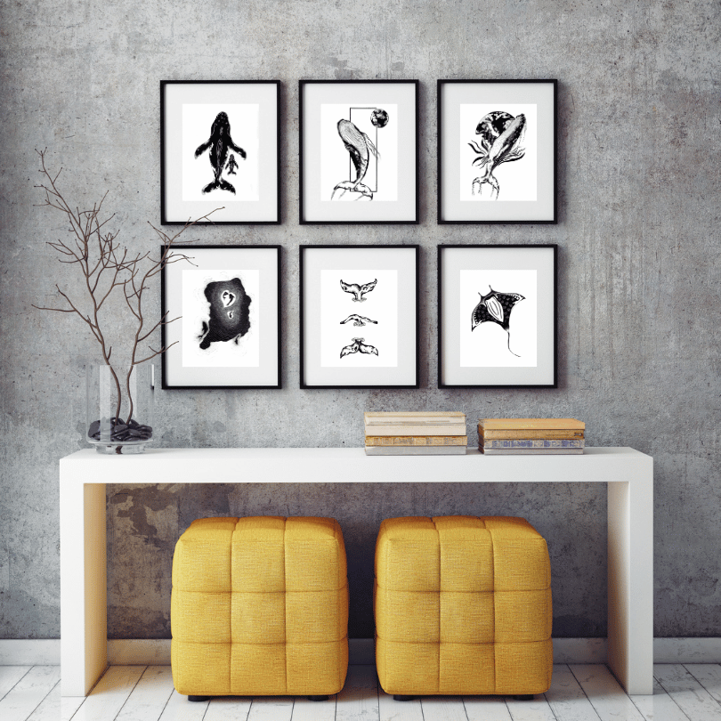 Grey and Yellow Modern Minimalist 6 Wall Frame ocean theme.png
