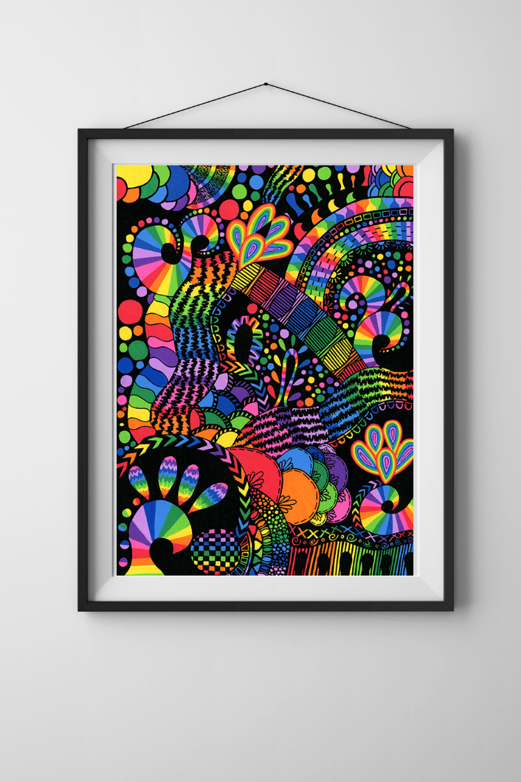 Black and White Simple Wall Art rainbow burst.png