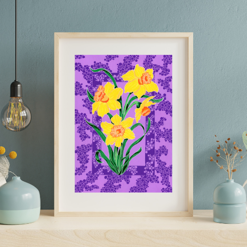 Daffodil framed mockup blue aesthetic.png