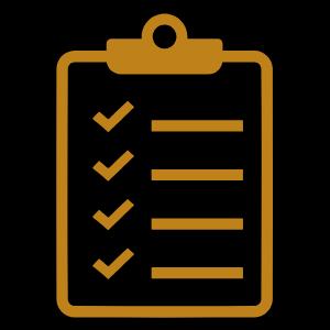 Checklist on a clipboard with check marks next to items.