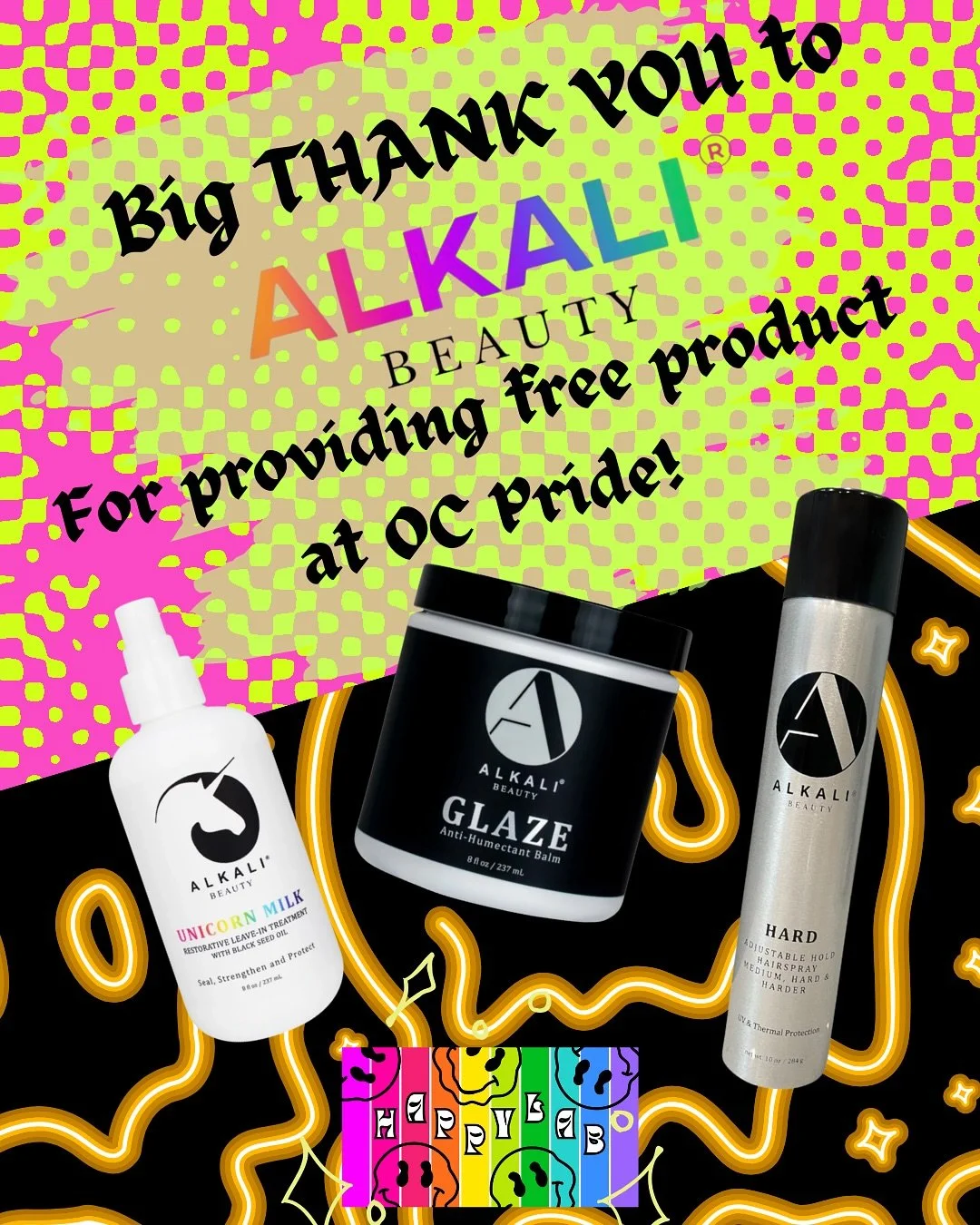 Thank you @alkalibeauty for supporting us another year at @oclgbtpride and providing FREE products for us to use on our guests!!

@alkalibeauty is a woman-owned, local haircare company right here in Orange County! They make incredible products that a