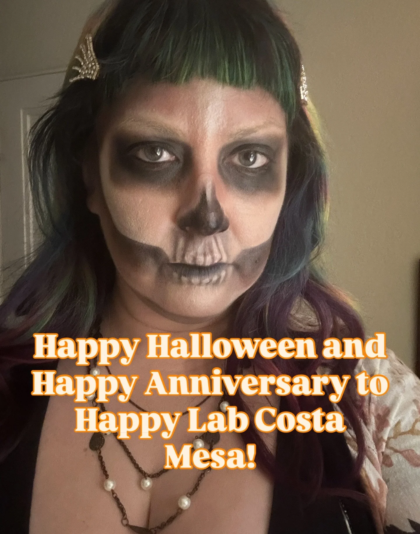 Happy Halloween and Happy Anniversary to Happy Lab West micro salon! I love that instead of out celebrating Halloween on Oct 31st 2023, I was hanging art and building furniture getting ready for this next iteration of doing hairs in my own space. 

E