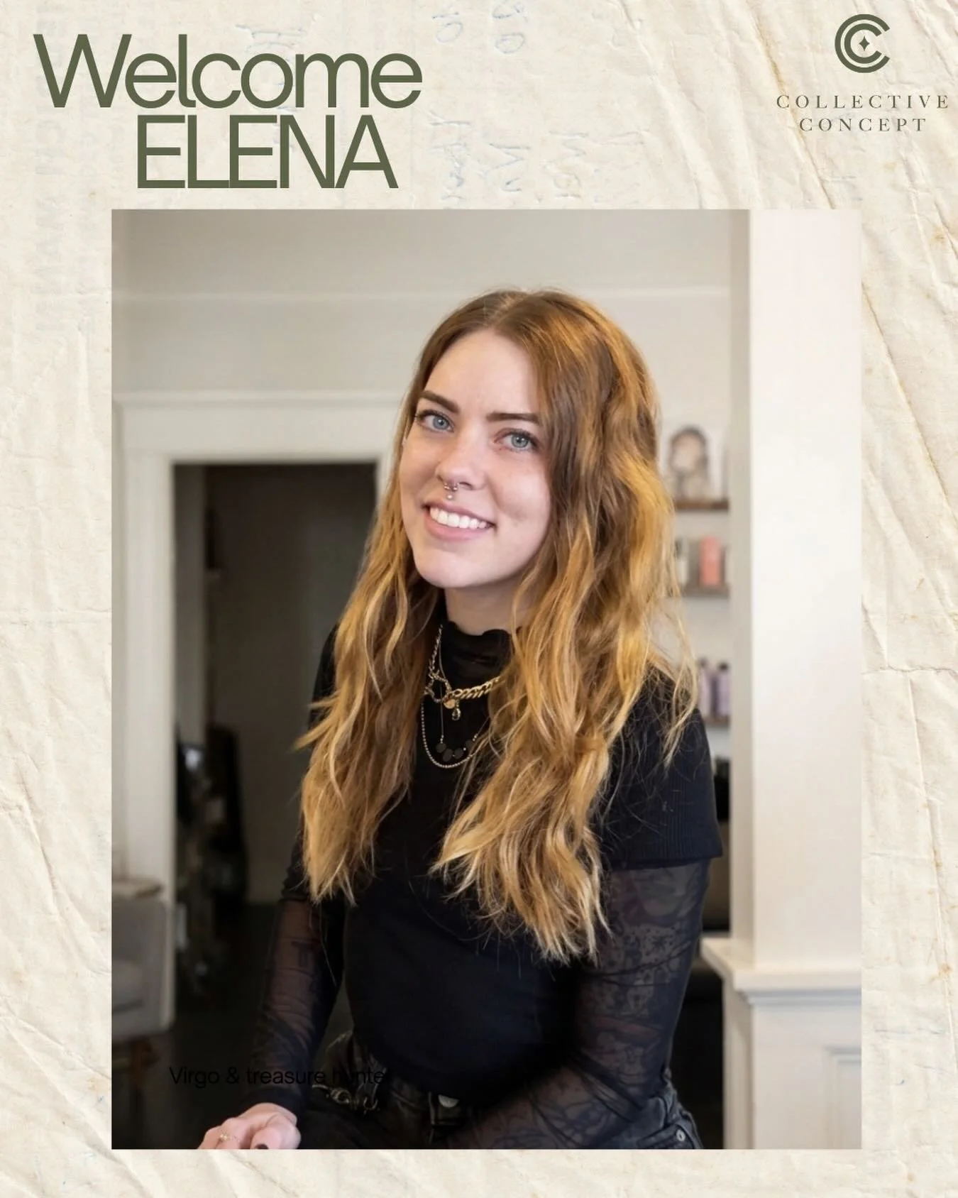 Attention attention! Very exciting news&hellip;

We have a NEW STYLIST AT THE SALON! 

Meet Elena! 
A lovely virgo specializing in low maintenance hair magic.
Grey blending &bull; brunettes &bull; reds &bull; dry cutting
When she&rsquo;s not in the s