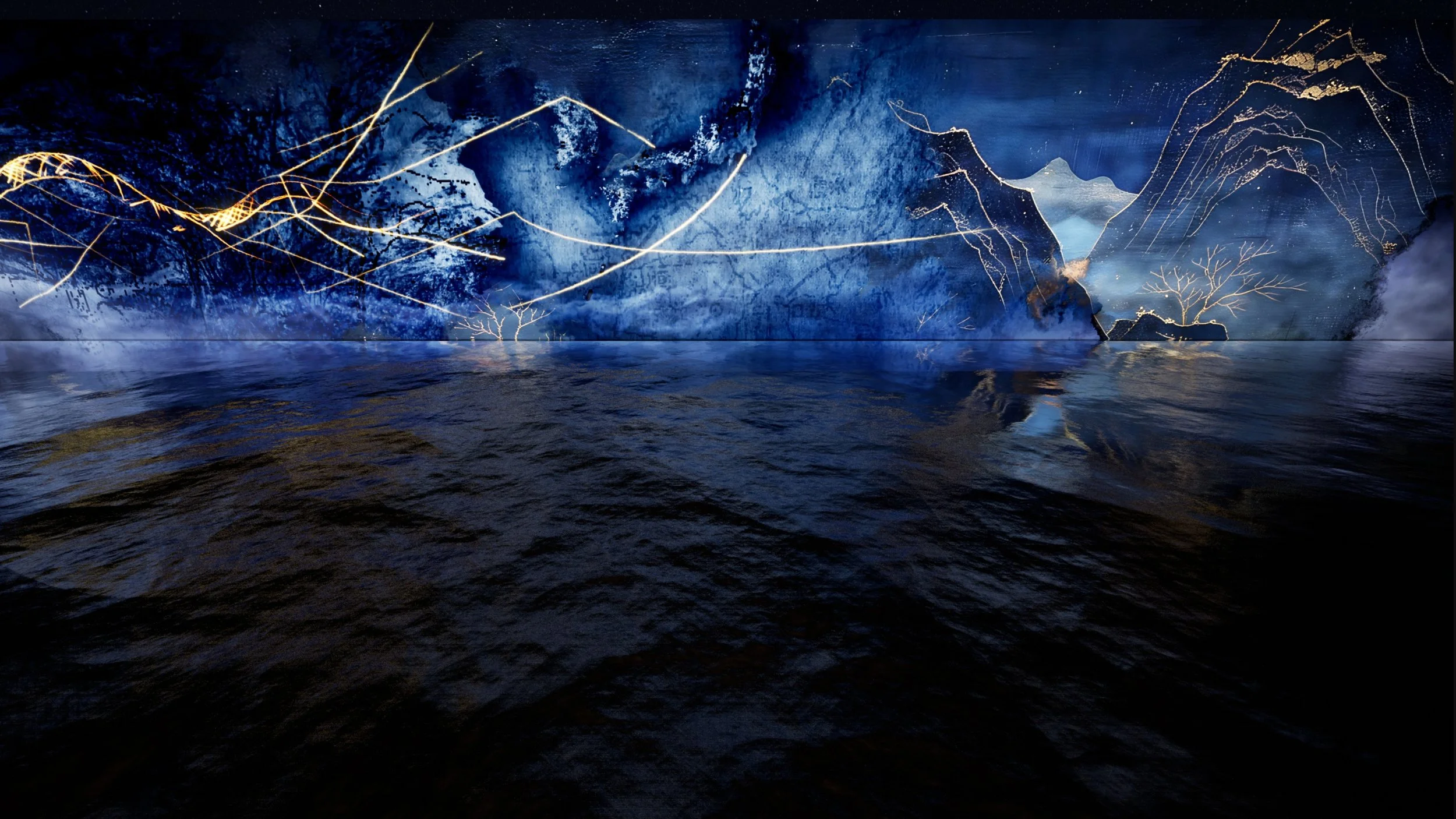 View from a wooden ship deck at night in The Pirate Queen immersive installation, directed by Eloise Singer, starring Lucy Liu, Cannes Film Festival 2026, Immersive Competition