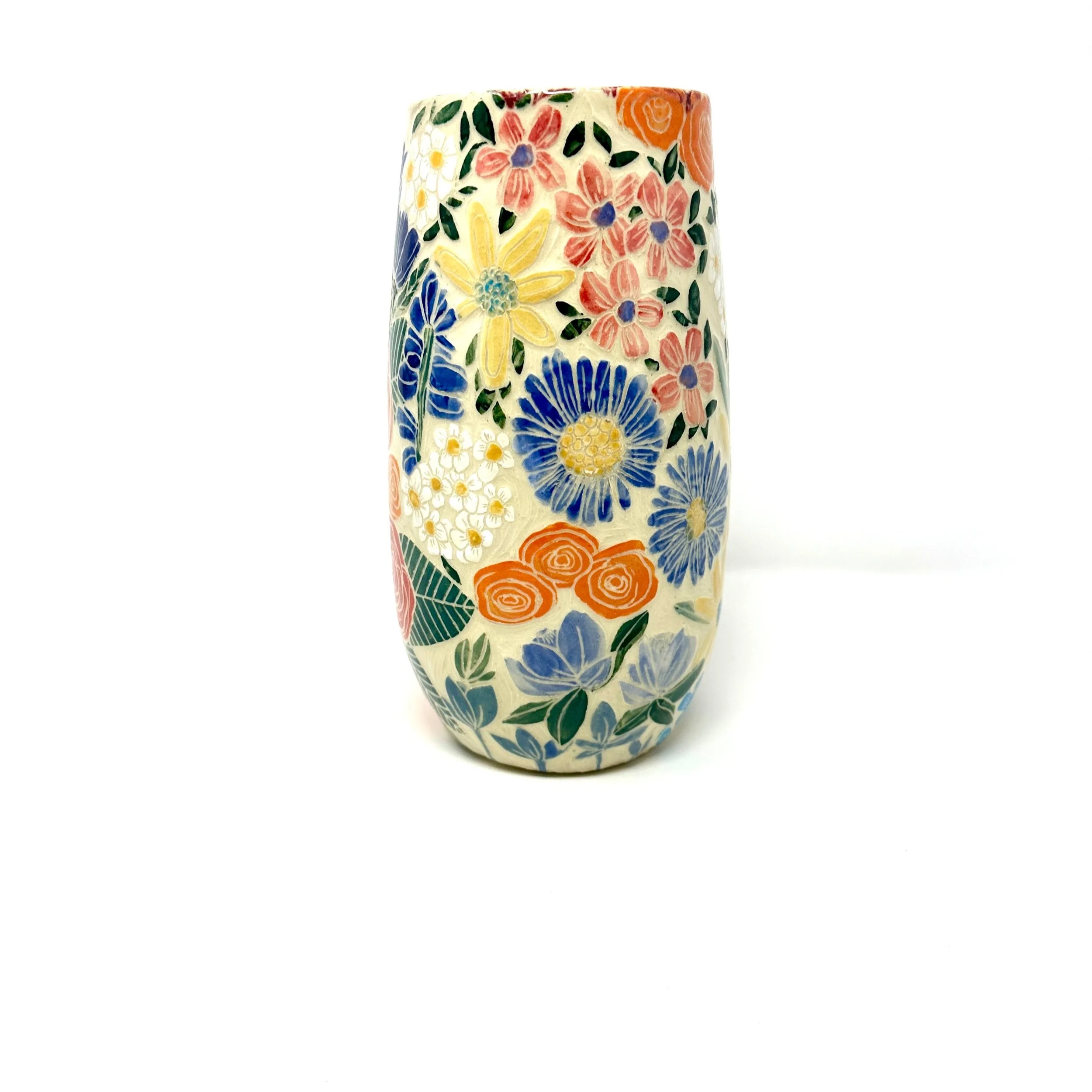 carved flower vase