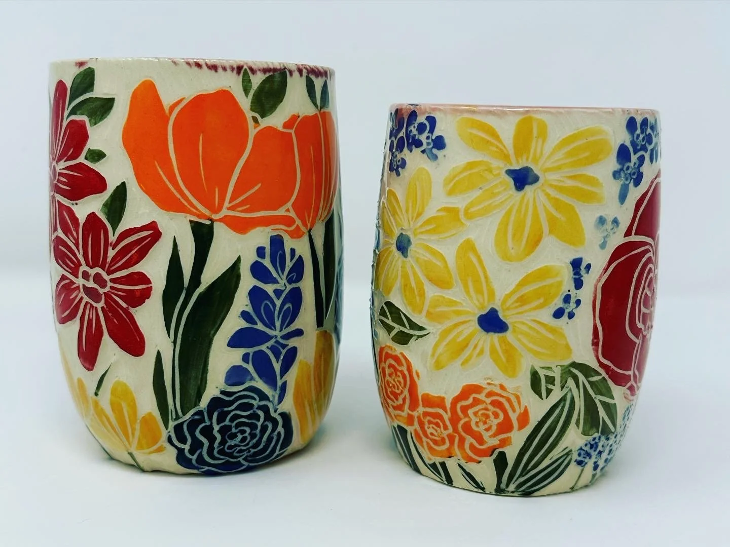 carved flower cups