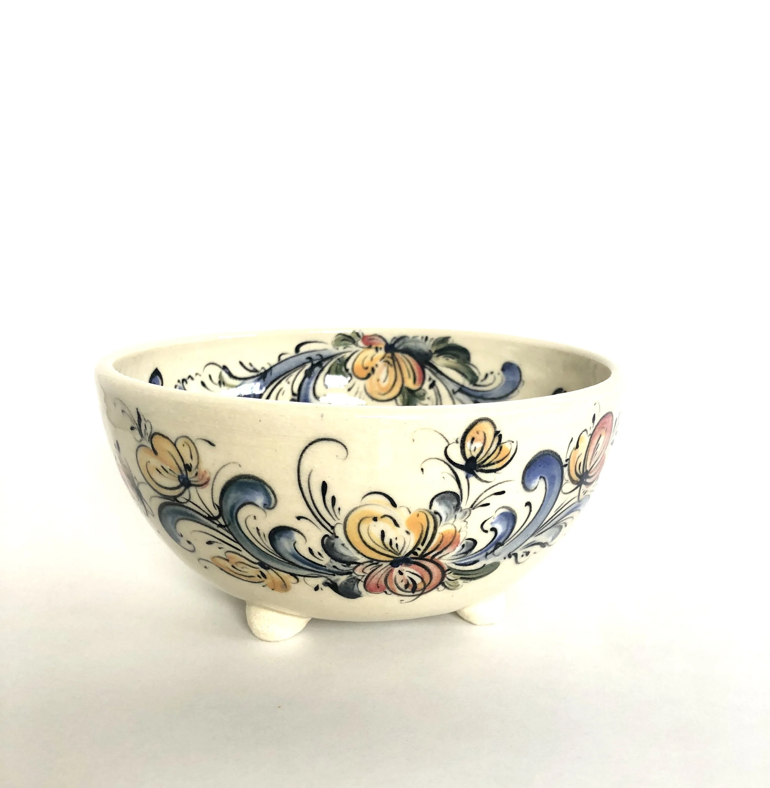 Telemark Rosemaling footed bowl