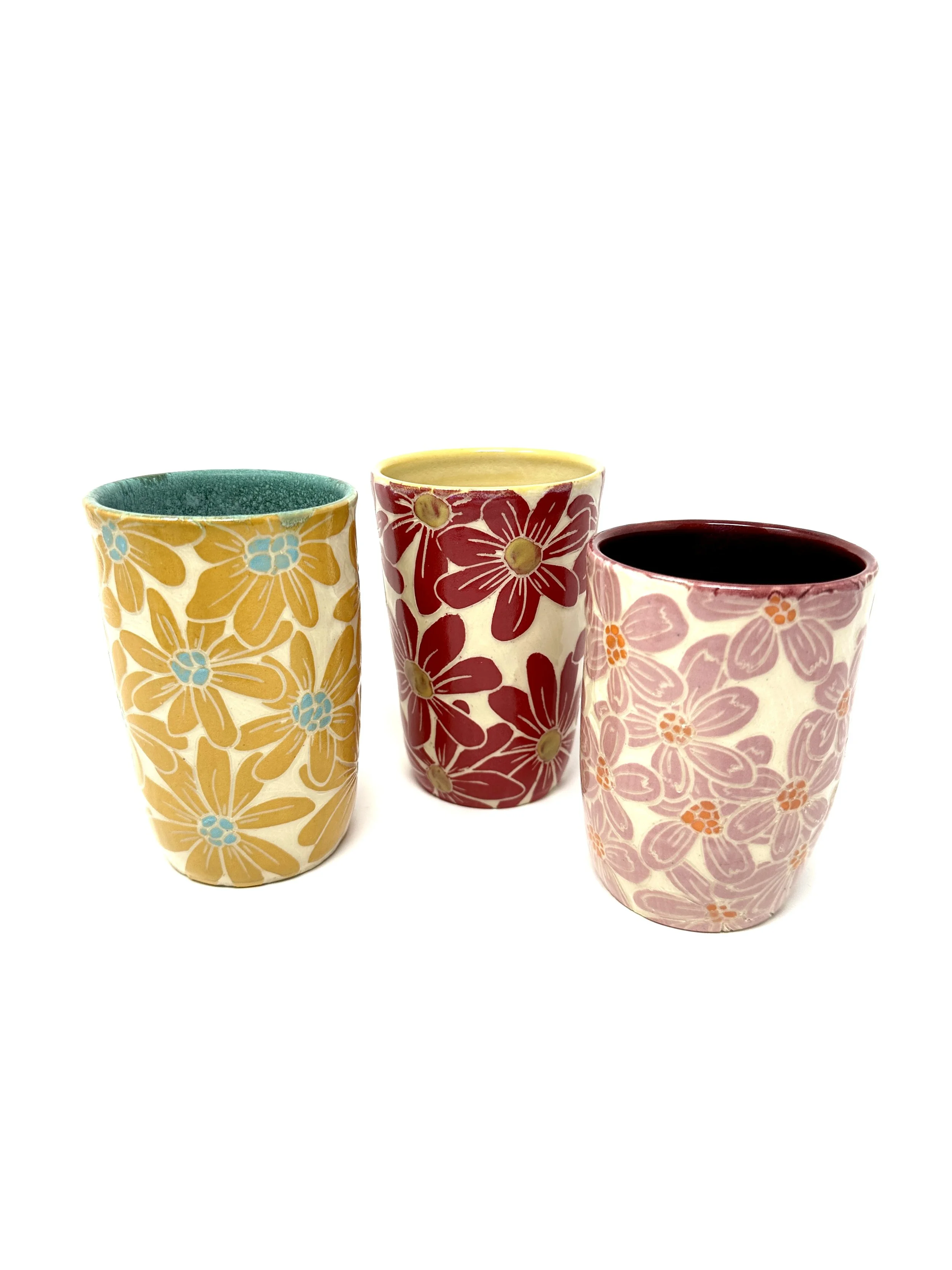 carved flower tumblers