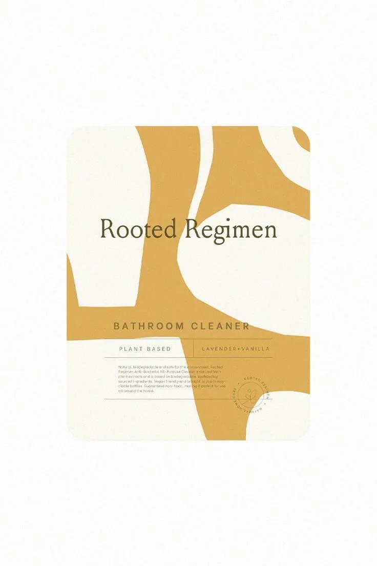 Rooted Regimen Brand Identity Design - Organic, Eco-friendly &amp; Sustainable Cleaning Product Label