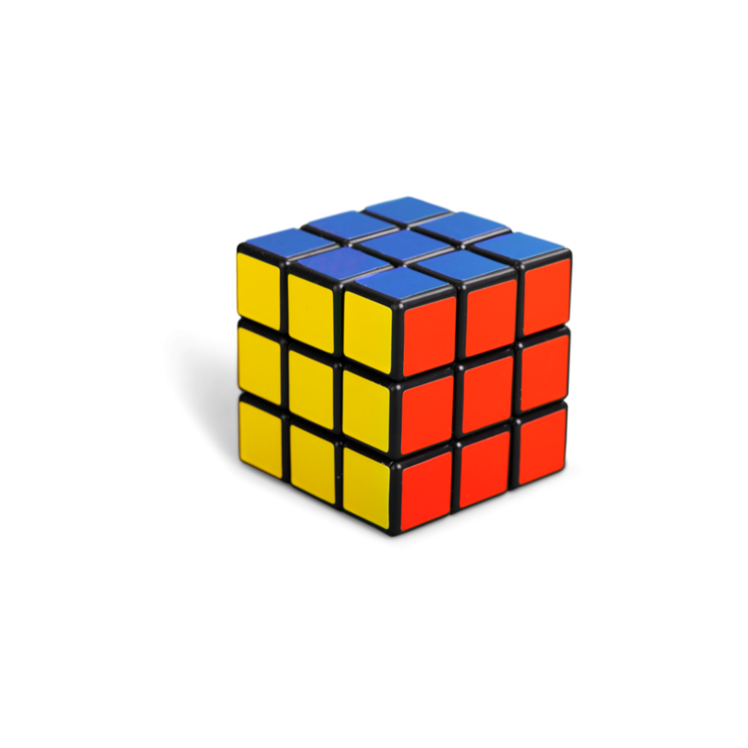 finished blue, yellow, and red rubix cube.png